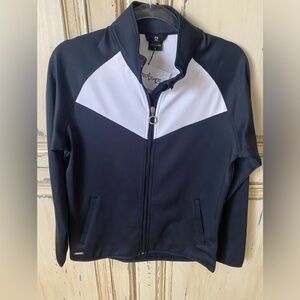 NWT DAILY SPORTS FRONT ZIP NAVY-WHITE JACKET SIZE MEDIUM